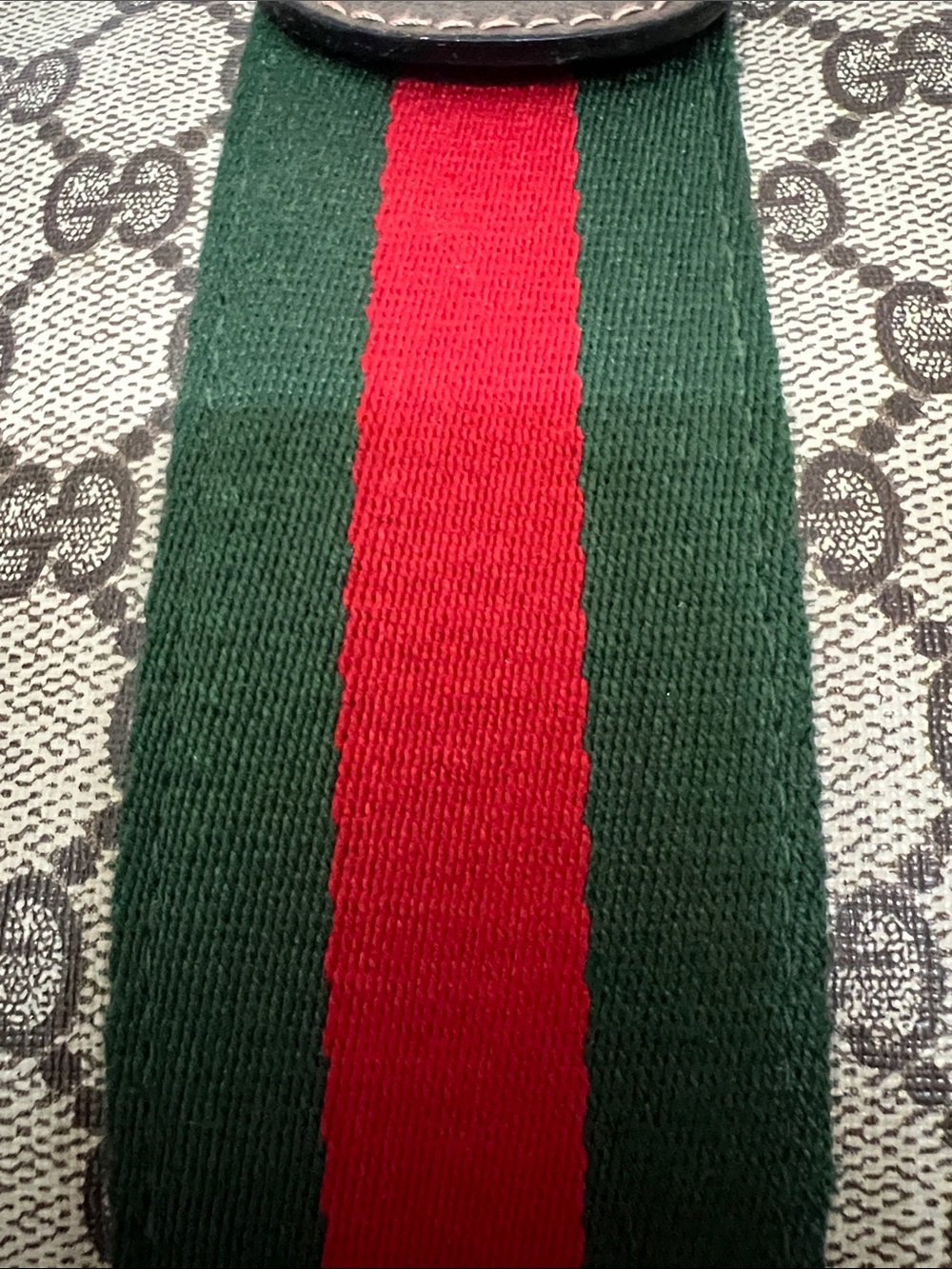 Vintage Designer Styled Clutch Bag Brown GG Canvas with Green and Red Stripe - Picture 12 of 12
